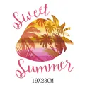 Autocollant de transfert thermique fraise tropicale Sweet Summer pour vêtements 19x23cm - Coucher de Soleil Fraise d'Été (DH1376)