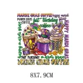 Festive Mardi Gras carnival coffee graphic heat transfer vinyl decal 8x7.9cm size - Carnival Coffee Combo (AT0300)
