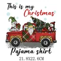 Christmas gnomes red truck heat transfer sticker for DIY pajama shirts 21.8x22.6cm - 21.8x22.6cm