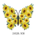 Vibrant sunflower butterfly heat transfer patch for DIY clothing, size 24x20.5cm - Sunflower Mosaic Butterfly Style (DH1423) / 24x20.5cm