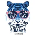 Summer themed cartoon tiger with sunglasses iron-on heat transfer sticker for clothing decoration - Cartoon Tiger Style (DH0309)