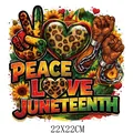 22x22cm Juneteenth heat transfer decal with peace, love, and sunflowers - Peace Love Juneteenth Sunflower (DF1210)