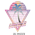 Autocollant de transfert thermique palmier d'été style rétro vaporwave 20.9x25cm taille - Palmier Rétro d'Été (DH0479)
