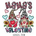 MAMA'S VALENTINE cute gnomes heat transfer iron-on vinyl patch for Mother's Day shirts - Mama's Valentine Gnomes Pattern (DF0423)