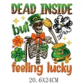 St. Patrick's Day leprechaun skeleton heat transfer vinyl decal for clothing, 20.6x24cm - Skull Festive Slogan (DH0673)