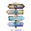 Adventure theme heat transfer sticker for DIY clothing, 17.7x25cm wooden sign - Adventure Signboard Combo(DH1667) / 17.7x25cm