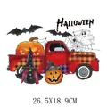 Halloween red truck and pumpkin heat transfer decal sticker for clothing, 26.5x18.9cm - Red Retro Truck Style (DH0252) / 26.5X18.9CM