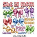 Colorful bows Mother's Day heat transfer sticker for T-shirt DIY with 'She is mom' text - She is Mom Bows Pattern (DF0426)