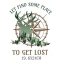 Outdoor camping deer and compass theme heat transfer sticker for DIY clothing customization - Deer Head Forest Compass(DH1668) / 19.6x24cm
