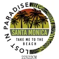 Patch thermocollant coucher de soleil Santa Monica pour vêtements, taille 22x22cm - Coucher de Soleil Santa Monica (DH1380)