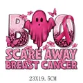 Pink ribbon breast cancer awareness ghost design DTF heat transfer for DIY clothing. - 23x19.5cm
