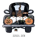 Halloween gnomes and pumpkins on a truck heat transfer decal for clothes size 22x21.2cm - Three Gnomes Truck Style (DH0274) / 22X21.2CM