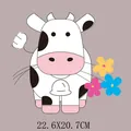 Cute cartoon cow heat transfer sticker with colorful flowers measurement 22.6x20.7cm - Cow With Flowers Style (DH1414) / 22.6x20.7cm