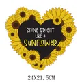 Vibrant sunflower heart-shaped iron-on transfer decal for DIY clothing, size 24x21.5cm. - 24x21.5cm
