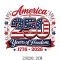 America 250 years of freedom independence day heat transfer decal size 23x20cm - America 250 Years of Freedom Fireworks Design (DF0708)