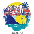 Transfert thermique tropical Miami Beach pour vêtements de taille 22x21.7cm patch - Miami Beach Floride (DH1382)