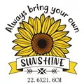 Vibrant sunflower heat transfer sticker for clothing with Sunshine quote 22.6x21.6cm - 22.6x21.6CM