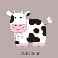 Cute cartoon cow iron-on heat transfer patch for DIY clothing and bags size 22.6x18cm - Cow With Bell Style (DH1416) / 22.6x18cm