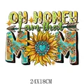 Vibrant Mother's Day sunflower leopard MOM heat transfer patch for DIY shirts 24x18cm - Oh Honey Sunflower Mom Pattern (DF0433)