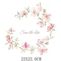 Autocollant transfert thermique fleurs aquarelle Save the Date, taille 22x22,6 cm. - 22x22.6cm