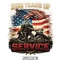 US Independence Day patriotic military heat transfer sticker 250 years service 20x22cm - US Flag and Soldiers Group (DF0710)