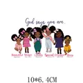 Adhesivo de transferencia térmica con niñas afroamericanas y frases de fe, 10x6,4cm - Frases Motivadoras Chicas Afro (AT1057) / AT1057