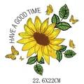 Sunflower and butterfly iron-on heat transfer decal for clothes decoration 22.6X22CM size - 22.6x22.0cm