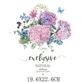 Vue détaillée du patch transfert à chaud floral vintage avec hortensias et papillon - 19.6x22.6cm