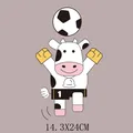 Cute cartoon cow playing soccer heat transfer decal sticker for clothing bags 14.3x24cm - 14.3x24cm