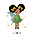Parche termoadhesivo de linda niña hada negra, transferencia de calor, 7x8 cm. - Afro Fairy Girl (AT1072) / AT1072