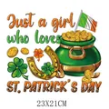 St. Patrick's Day heat transfer patch Just a girl who loves 23x21cm for DIY clothes - Girl Loves St. Patrick's Day Gold Pot (DH0671)