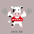 Cartoon cow heat transfer decal for clothing decoration, size 24x18.4cm - 24x18.4cm