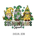St. Patrick's Day gnomes heat transfer decal with Shenanigans Squad text 24x18.2cm - Gnome Squad Pattern (DF0128)