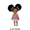 Joli patch thermocollant fille afro-américaine pour décoration de vêtements DIY 6.4x10cm - AT1078