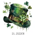 St. Patrick's Day green top hat heat transfer decal with shamrocks, size 21.2x22cm - Watercolor Top Hat Butterfly (DH0683)