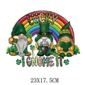St. Patrick's Day lucky gnomes and rainbow heat transfer iron-on decal 23x17.5cm - Three Gnomes Pattern (DF0130)