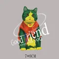 Pegatina de transferencia térmica de gato de dibujos animados para camisetas de 7x8cm - Gato Verde Con Sudadera Roja (AT0942) / Pequeño (7x8cm)
