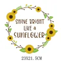 Sunflower iron-on heat transfer patch for clothing with Shine Bright text 23x21.5cm - 23x21.5cm