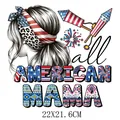 All American Mama Independence Day Bügelbild Patch für DIY Kleidung Textilsticker - American Mama Silhouette (DS0375)