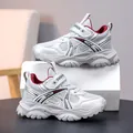 Baskets de course légères et respirantes en maille blanche pour garçons avec doublure rouge - Gris Rouge