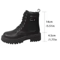 Black platform Martin boots with front lace-up and side belt buckle detail, variant view - 35 / Black