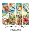 Décalcomanie thermocollante aquarelle Summer Vibes pour vêtements DIY taille 22x20cm - Style Illustration Summer Vibes (DS0183) / 22x20.6cm