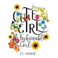 Floral butterfly heat transfer decal for clothing, 17.1x20cm iron-on patch for DIY fashion. - Floral Butterfly Girl Style (DH0114)