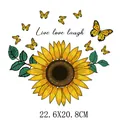 Sunflower and butterfly heat transfer sticker with Live love laugh text, 22.6x20.8cm. - 22.6X20.8CM