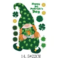 St. Patrick's Day gnome and shamrock heat transfer sticker for clothing, size 14.5x22cm - Gnome Holding Gift Box (DH0925)