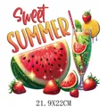 Lebhaftes Sweet Summer Wassermelone Erdbeeren Bügelbild für DIY Kleidung 21.9x22cm - Sweet Summer Obst Stil (DS0184)