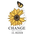 Artistic sunflower heat transfer decal with butterfly for DIY clothing decoration - 15.9x25cm