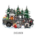 Festive Christmas gnomes and leopard truck heat transfer decal for clothes, 24x18cm size. - Leopard Print Truck Gnomes Style(DH2268) / 24x18cm
