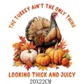 Thanksgiving heat transfer sticker with turkey and pumpkins design, 20x22cm size - 20x22cm / Plentiful Turkey (DS1093)