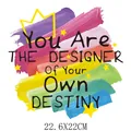 Colorful brush stroke heat transfer patch with motivational quote for clothing DIY - Inspirational Quote Crown (DH012) / 22.6x22cm